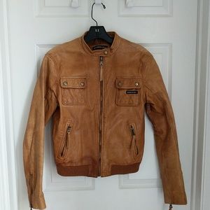 Members Only Real Leather Bomber Jacket
